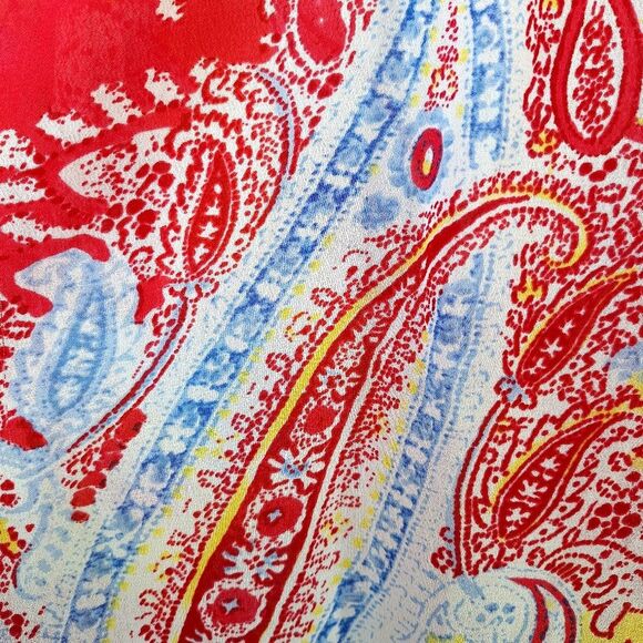 Chaps Colorful Sheer Paisley Peasant Boho Bohemian Blouse Sz XS - Picture 9 of 13